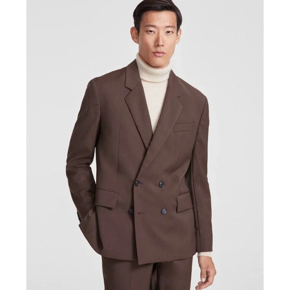 Hugo Boss Mens Modern Fit Solid Wool Suit Separate Jacket Med Brown Size 44L NWT - Picture 1 of 6